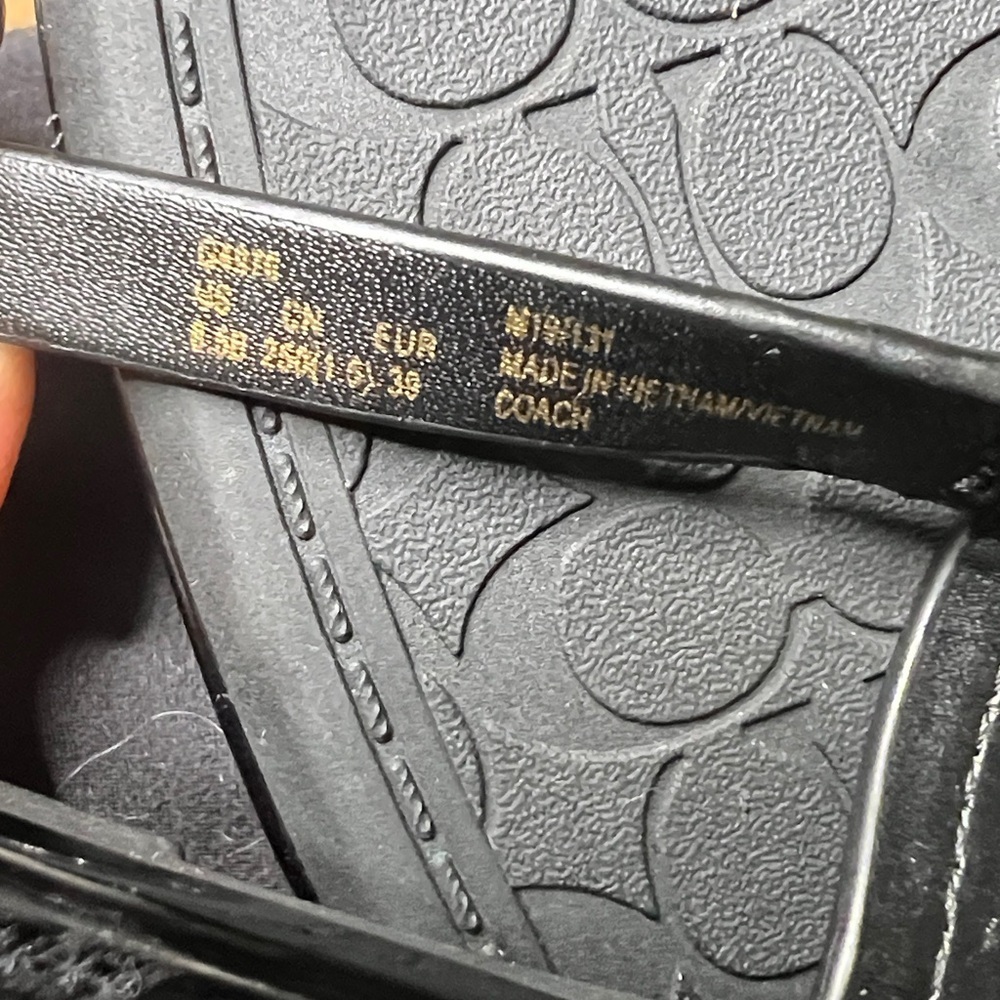 Coach Jeri 8.5 Black Patent Leather Thong Flat Sandals Adjustable Strap - Picture 10 of 11